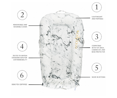 Carrara Marble - DockATot Deluxe+ Dock Baby Lounger